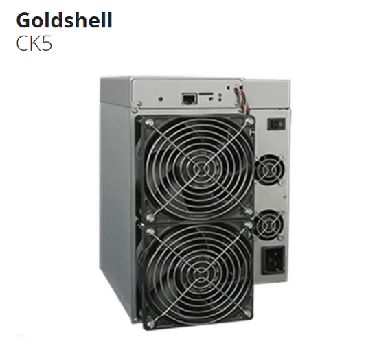 Used  Model CK5 from Goldshell mining Eaglesong algorithm with a maximum hashrate of 12Th/s for a power consumption of 2400W.